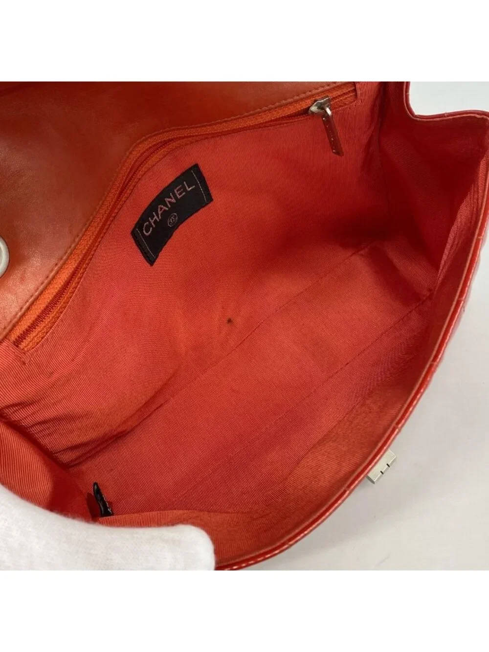 Chanel Shoulder Bag 2.55 Choco Bar Patent Leather Red Silver